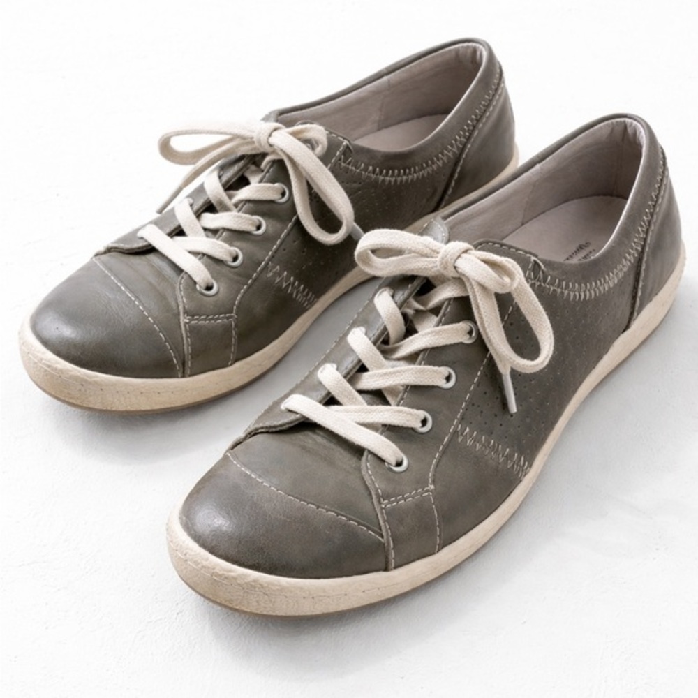 Josef Seibel Claire Leather Sneakers S 8 Gray Comfort Walking Shoes Lace EU 38